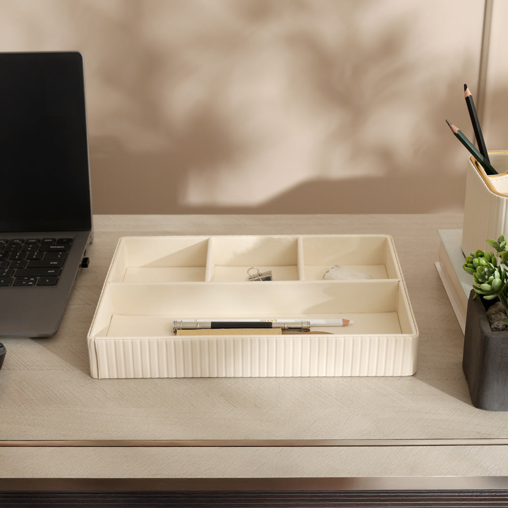 Stripes Organiser Tray Medium - Ivory