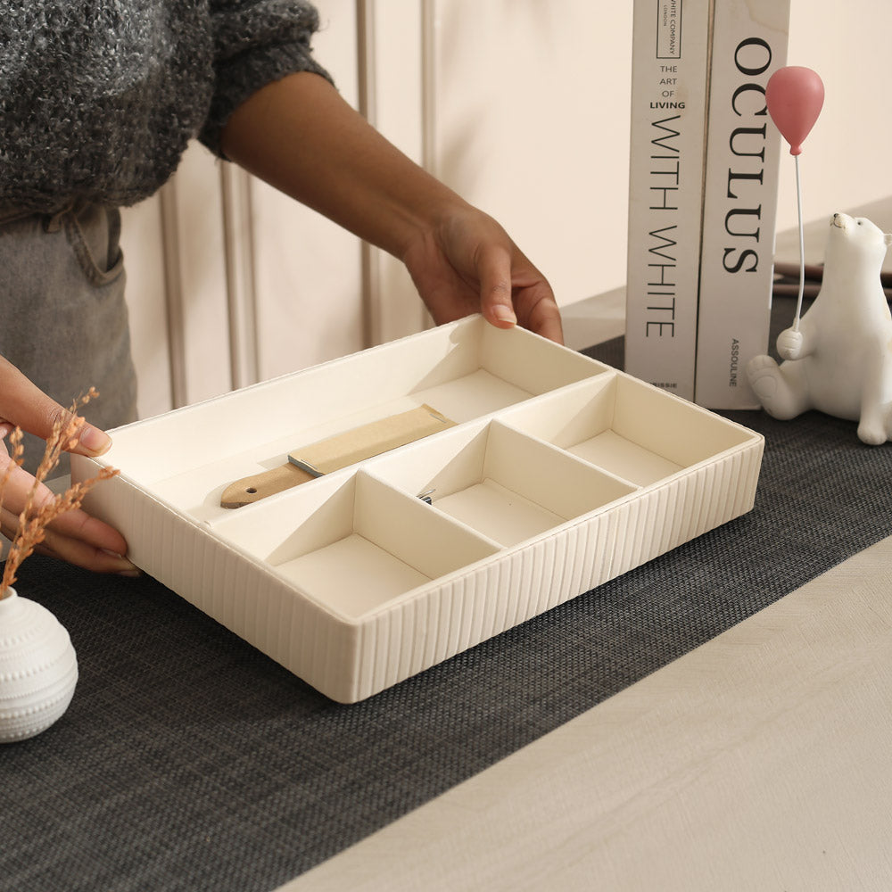 Stripes Organiser Tray Medium - Ivory