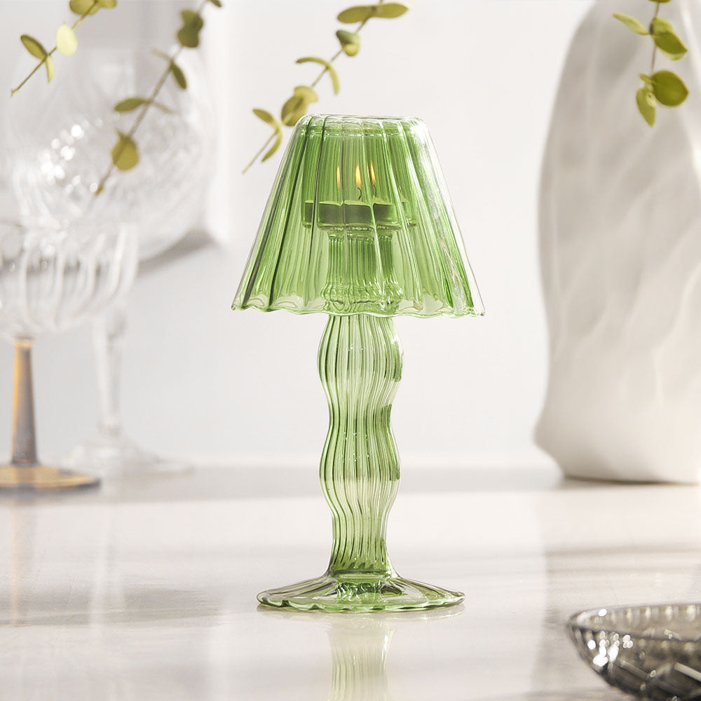 Sintra Glass Tealight Holder Lamp - Dark Green