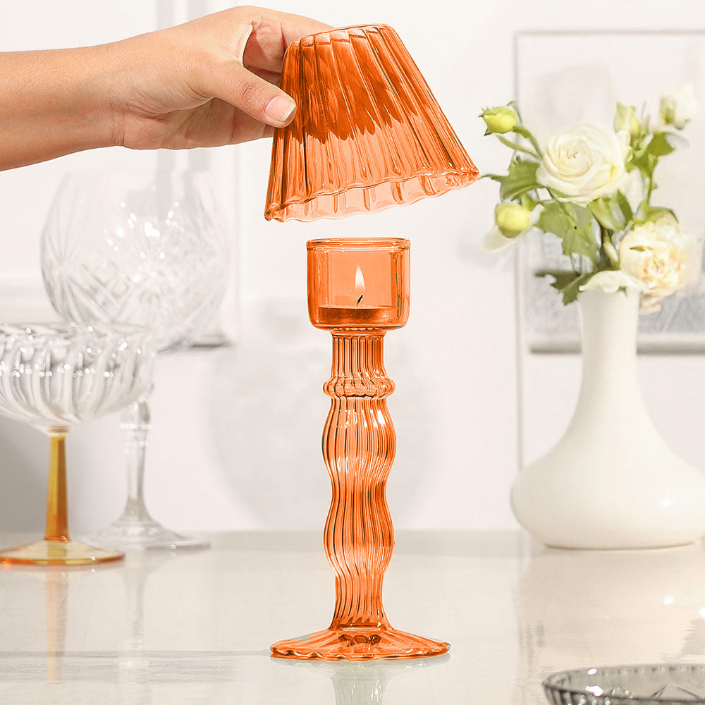 Sintra Glass Tealight Holder Lamp - Burnt Orange