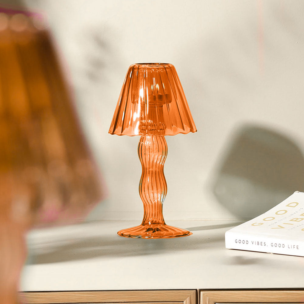 Sintra Glass Tealight Holder Lamp - Burnt Orange