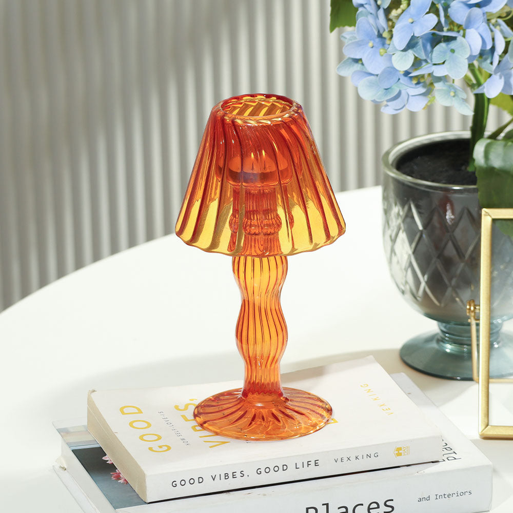 Sintra Glass Tealight Holder Lamp - Burnt Orange