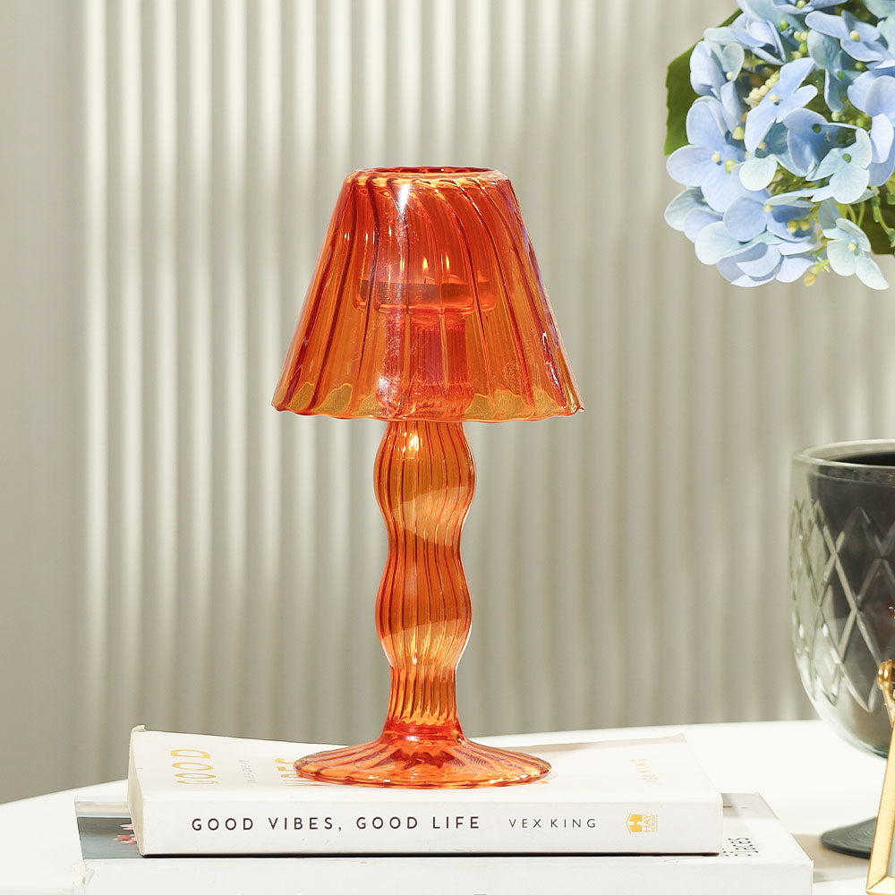 Sintra Glass Tealight Holder Lamp - Burnt Orange