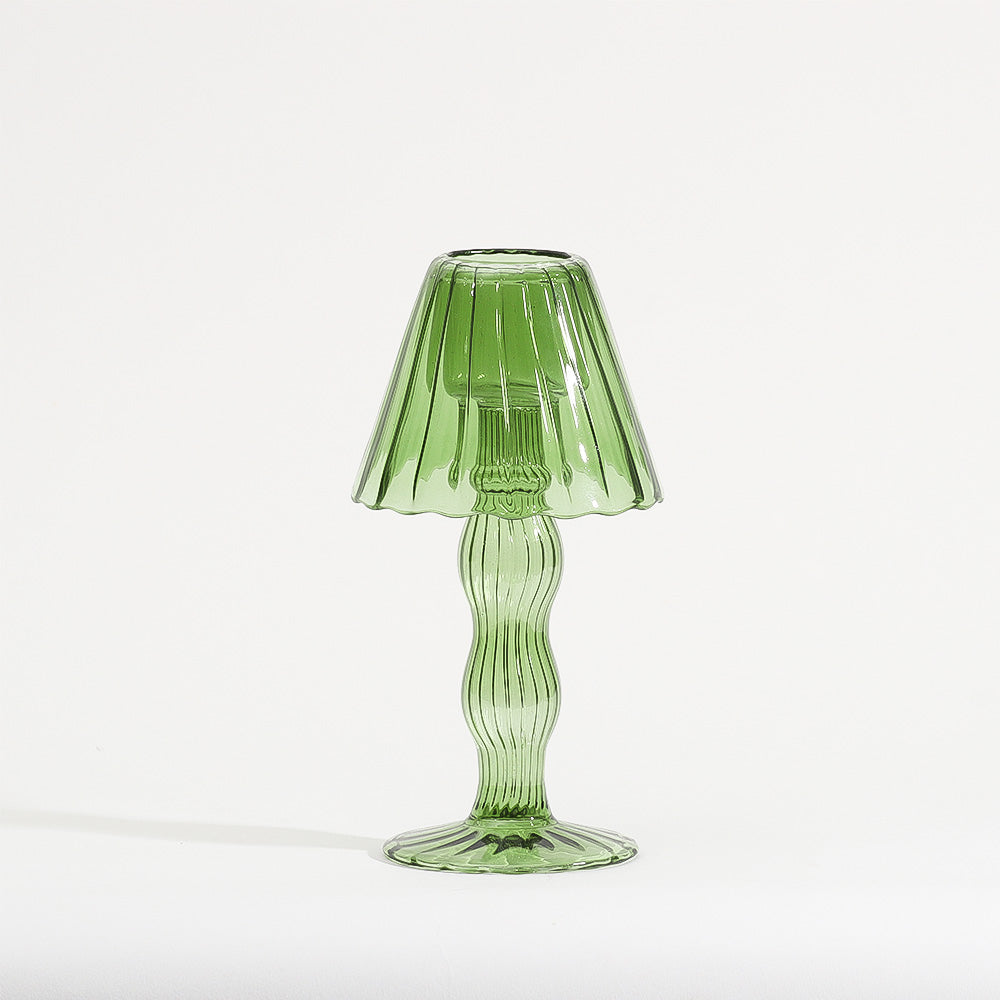Sintra Glass Tealight Holder Lamp - Dark Green