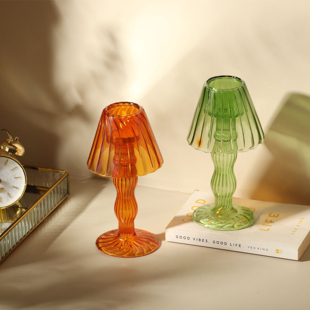 Sintra Glass Tealight Holder Lamp - Dark Green