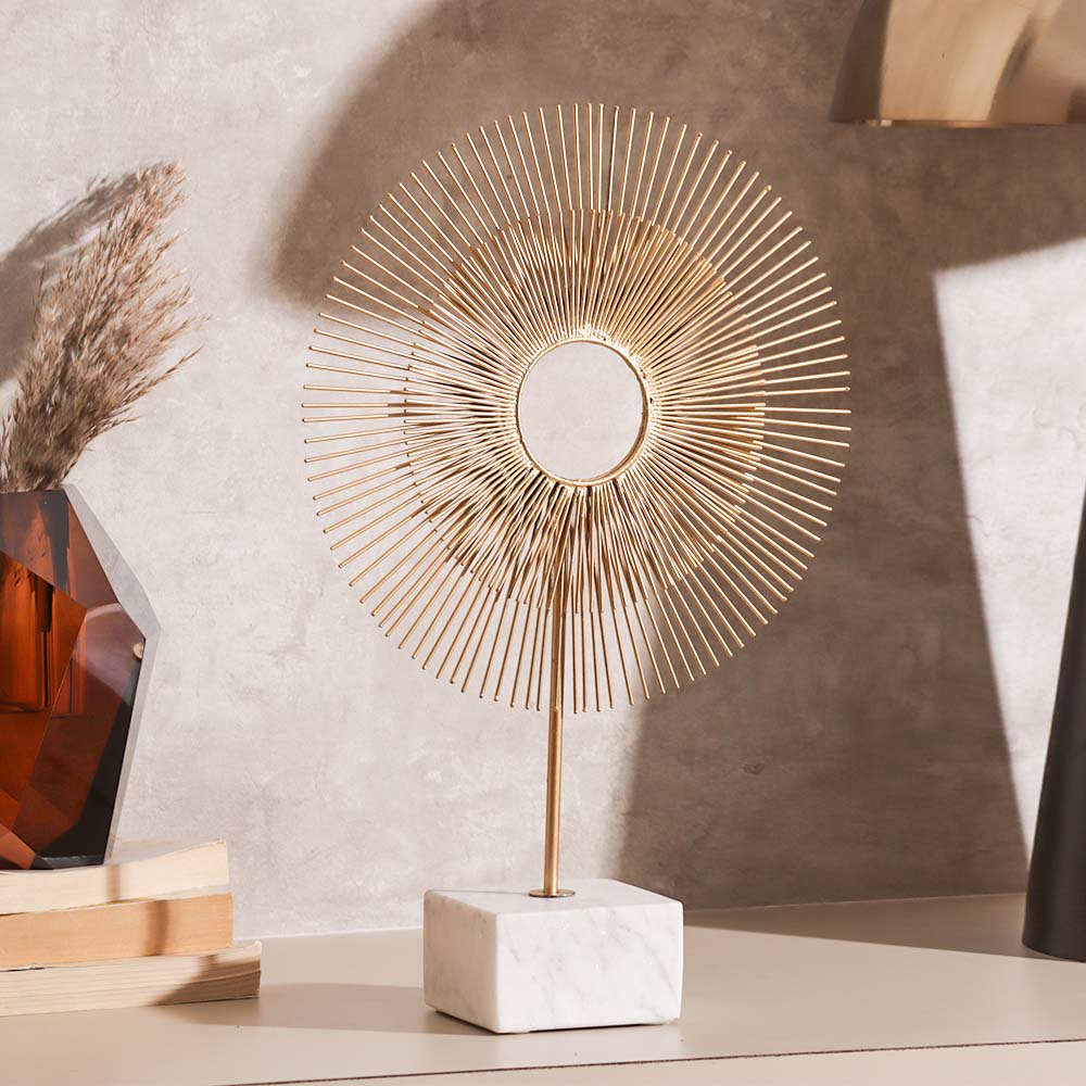 Sunburst Sculpture Large - Gold White