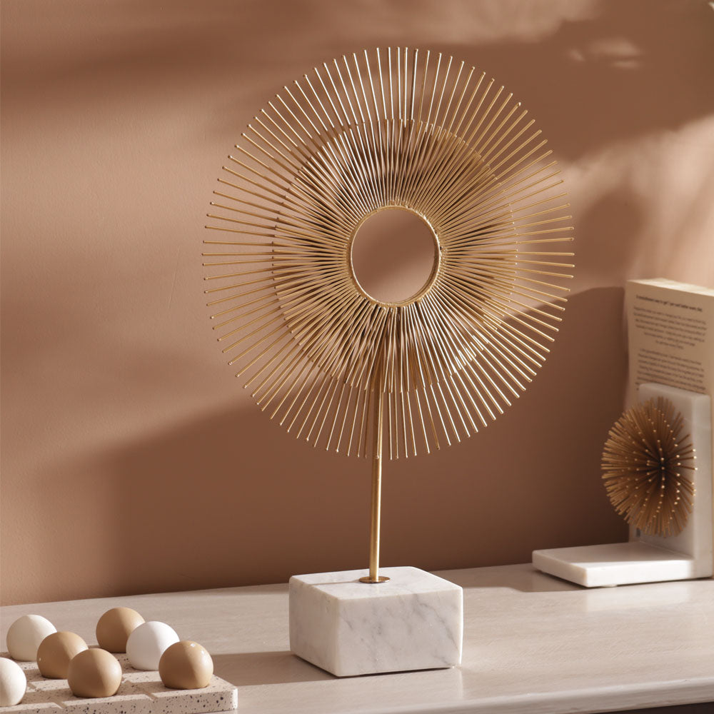 Sunburst Sculpture Large - Gold White