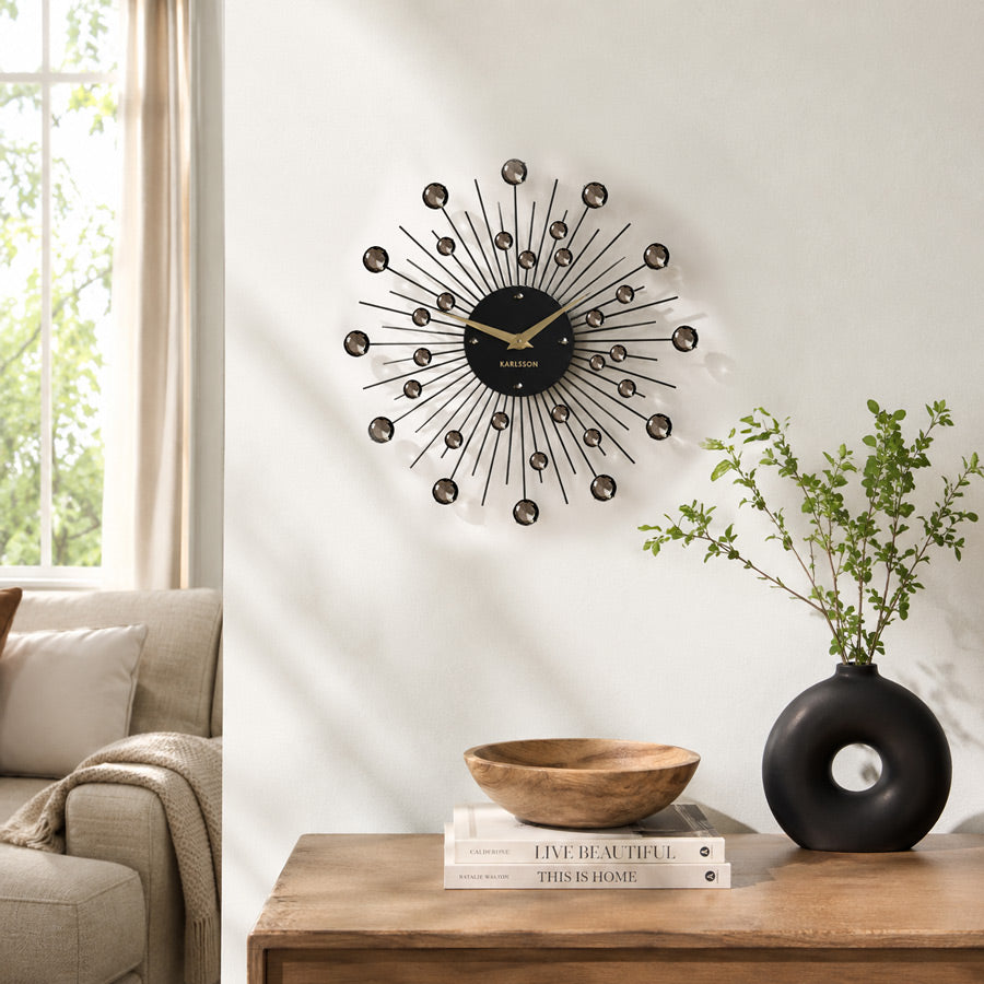 Sunburst Wall Clock 30cm - Black