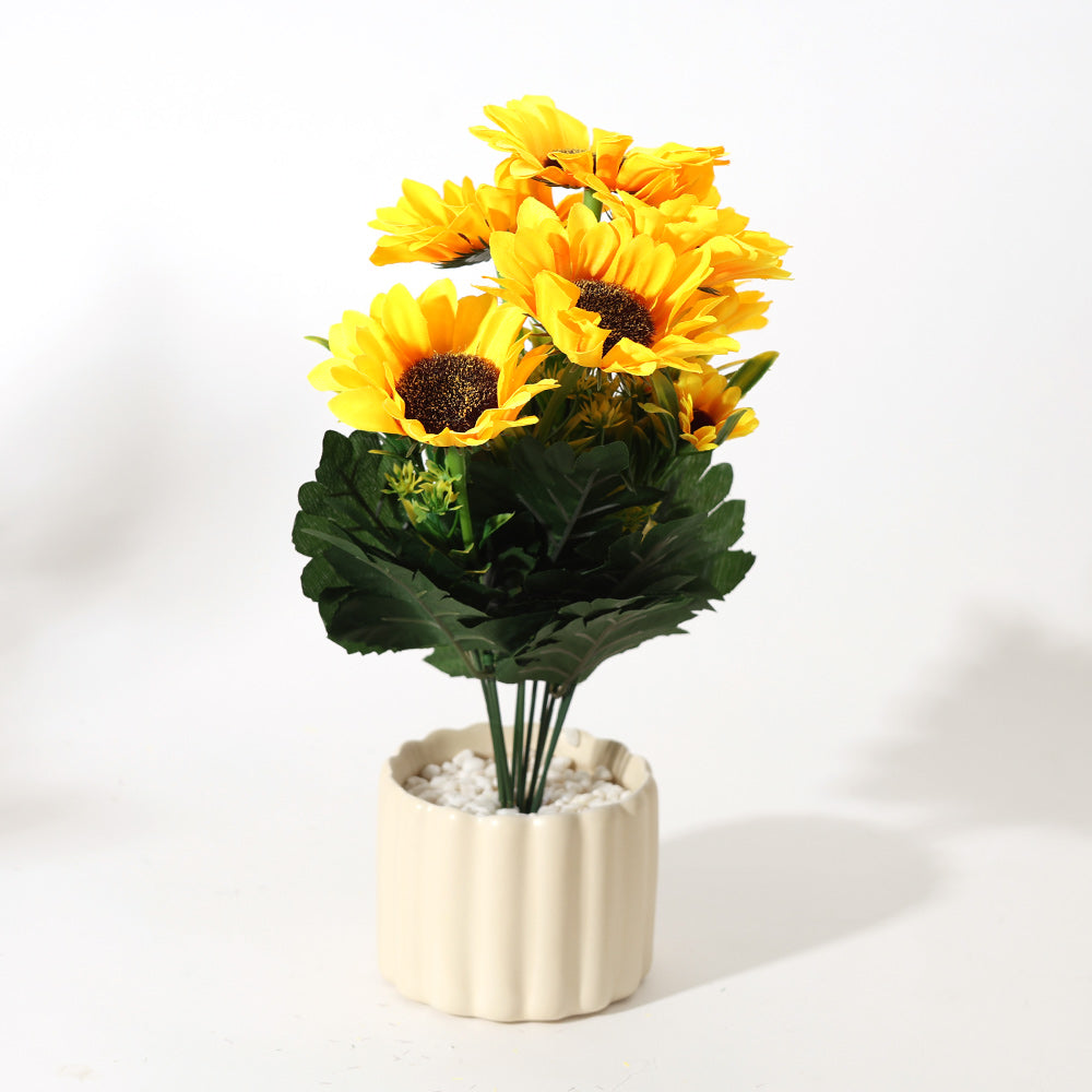Sunflower Artificial Potted Plant - Yellow Cream