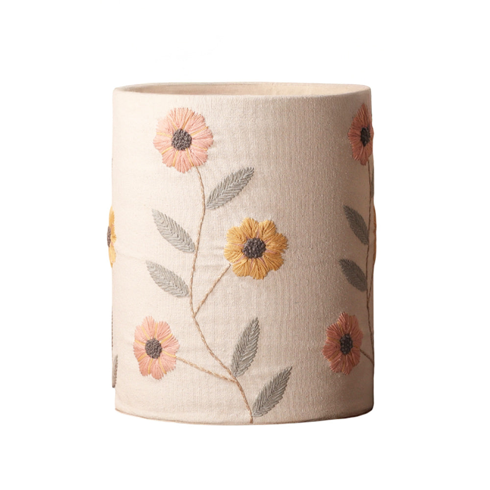 Sunflower Embroidered Storage Basket - Cream