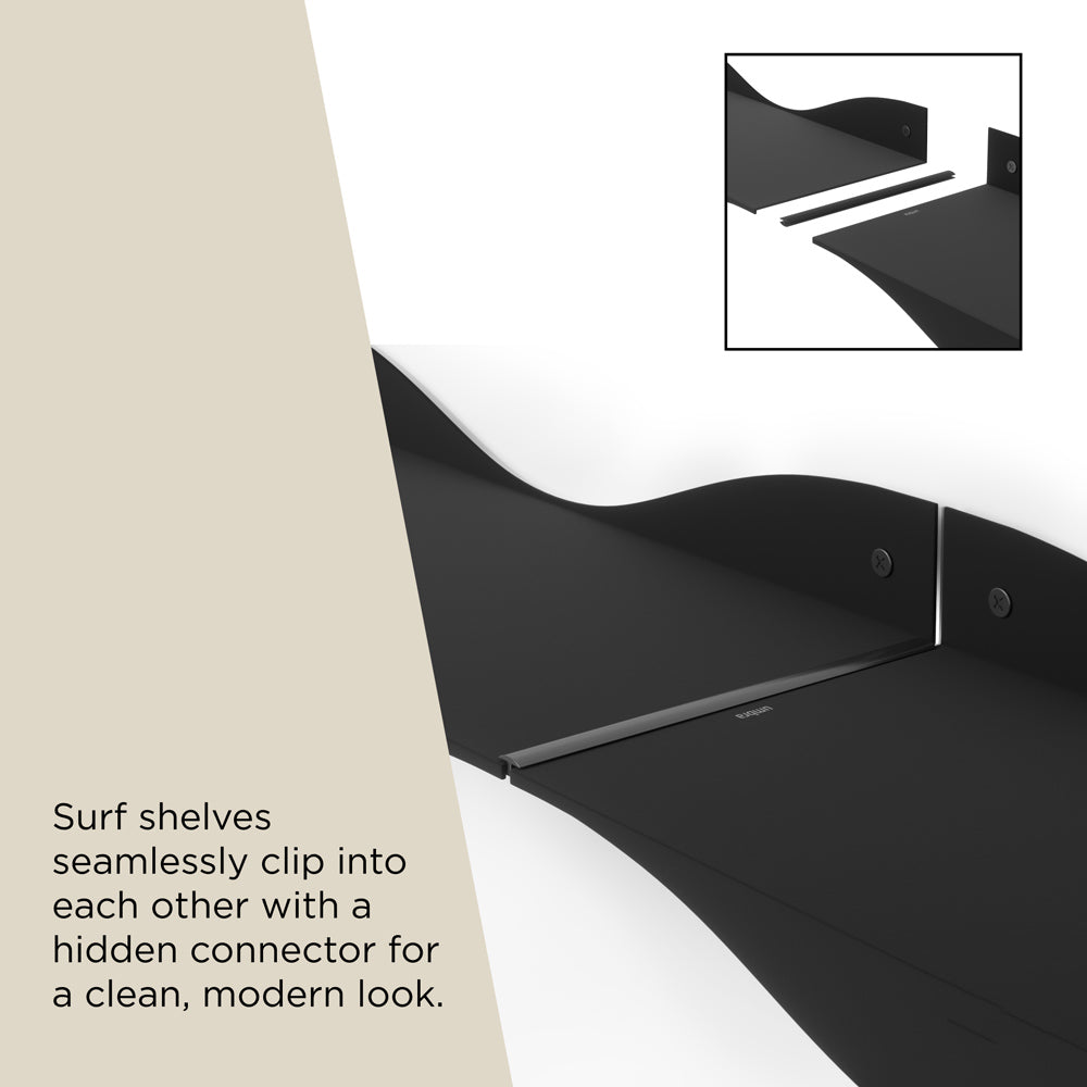 Surf Wall Shelves, Set of 2 - Black