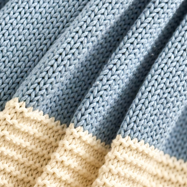 Sven Knitted Throw - Blue White