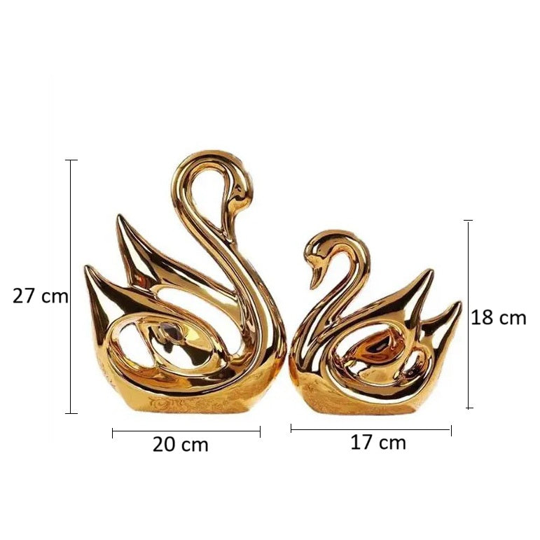 Swan Decorative Sculptures, Set of 2 - Gold