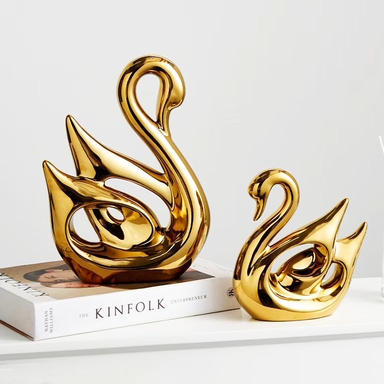 Swan Decorative Accents, Set of 2 - Gold