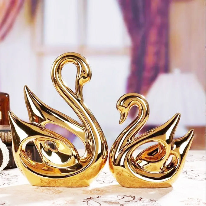Swan Decorative Accents, Set of 2 - Gold