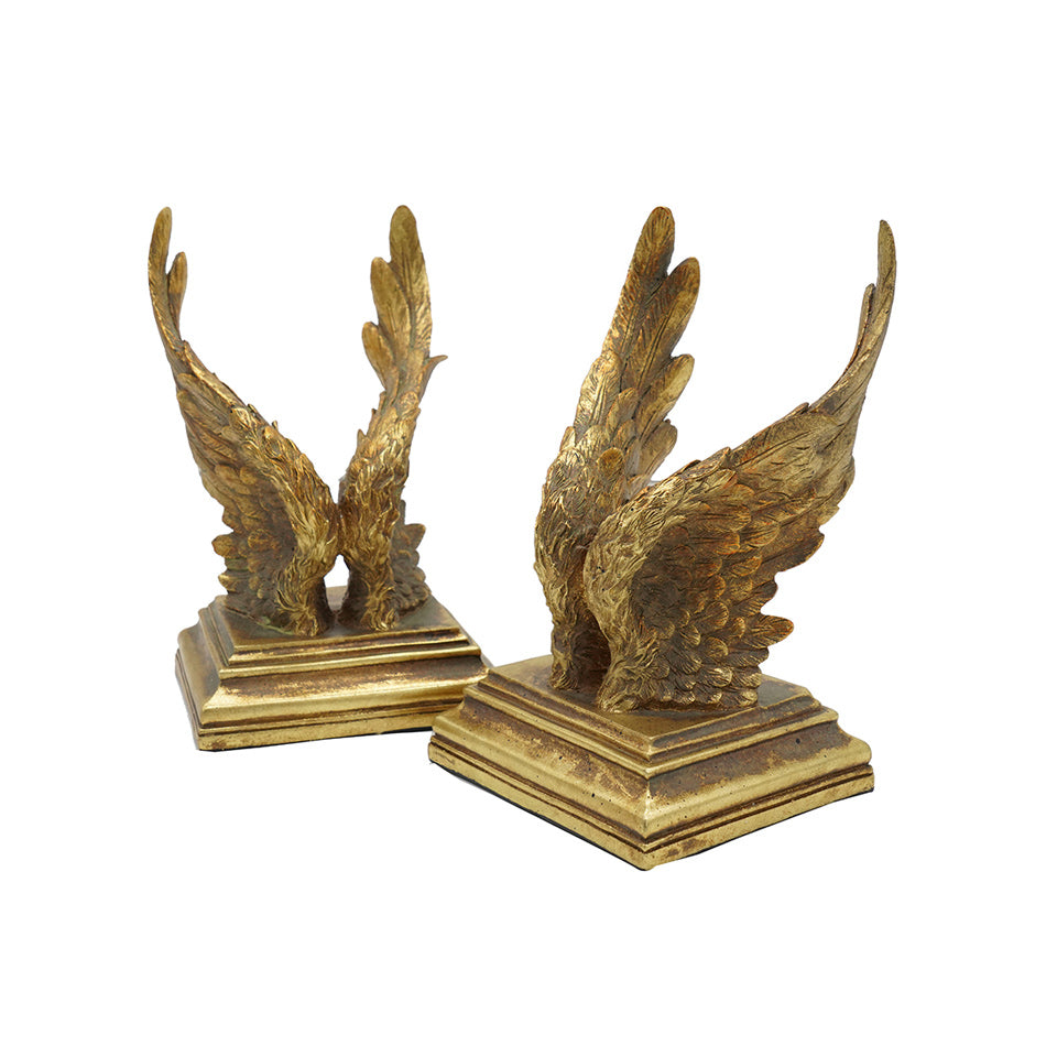 Swan Wings Antique Bookends, Set of 2 - Bronze