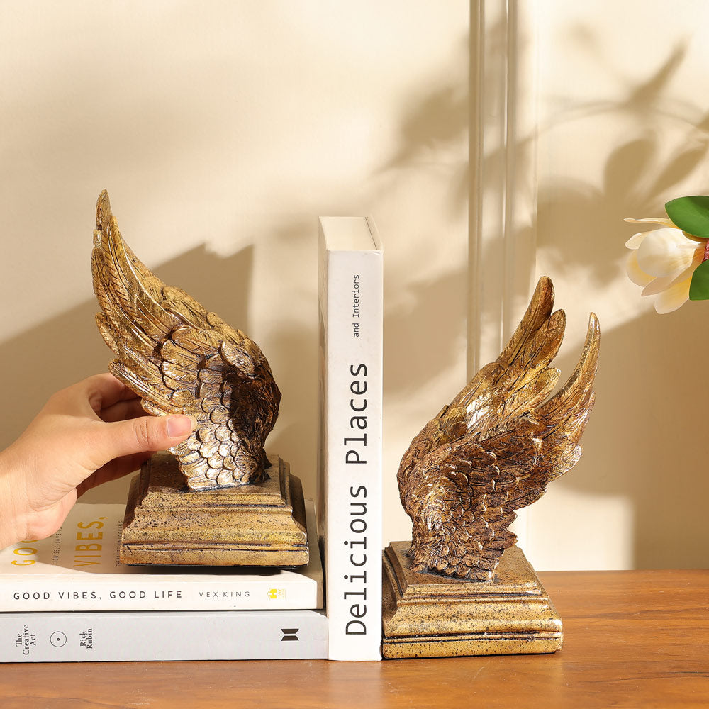 Swan Wings Antique Bookends, Set of 2 - Bronze