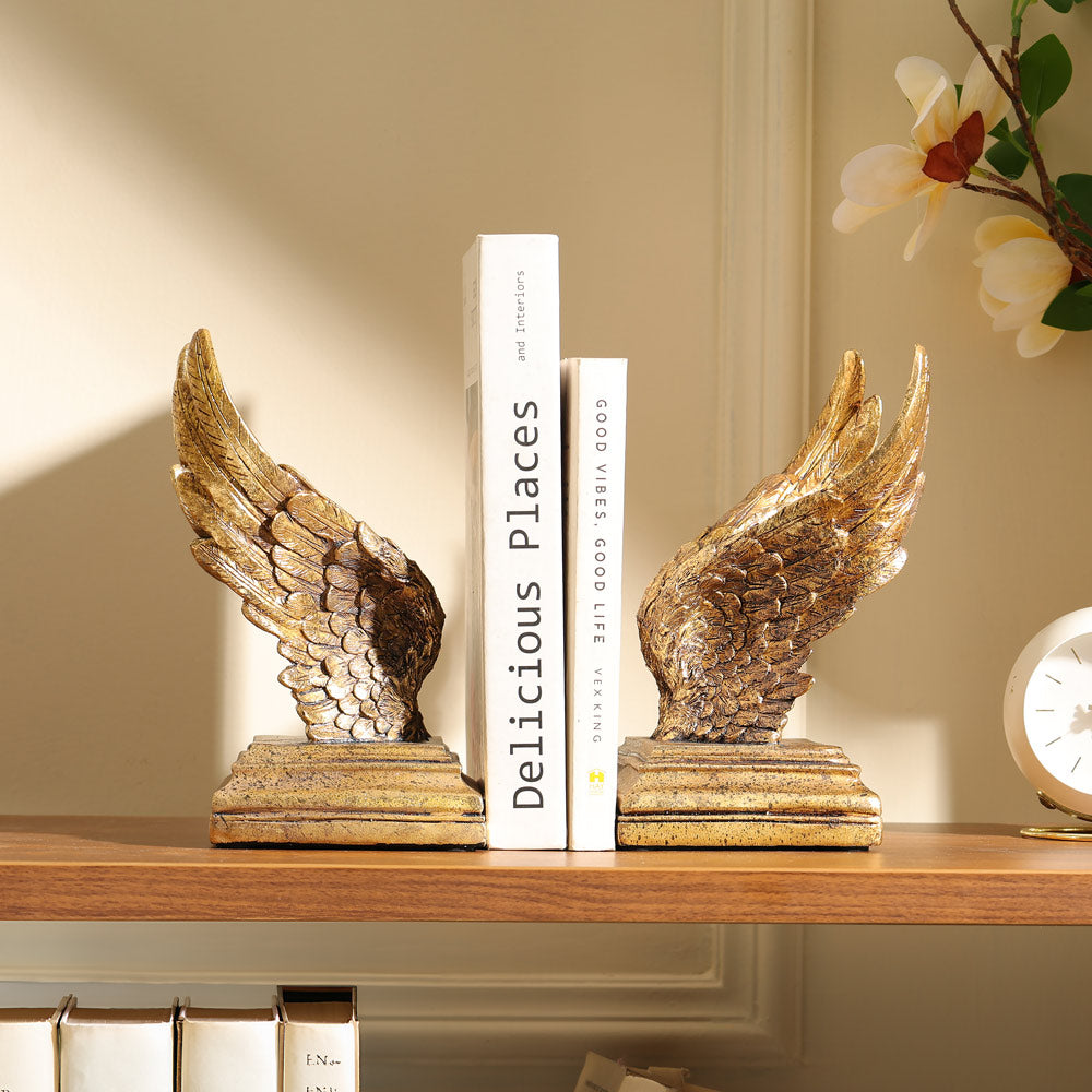 Swan Wings Antique Bookends, Set of 2 - Bronze