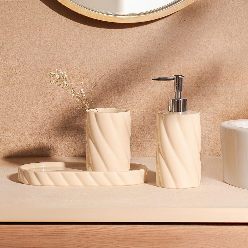 Swirl 3-piece Bathroom Set - Cream