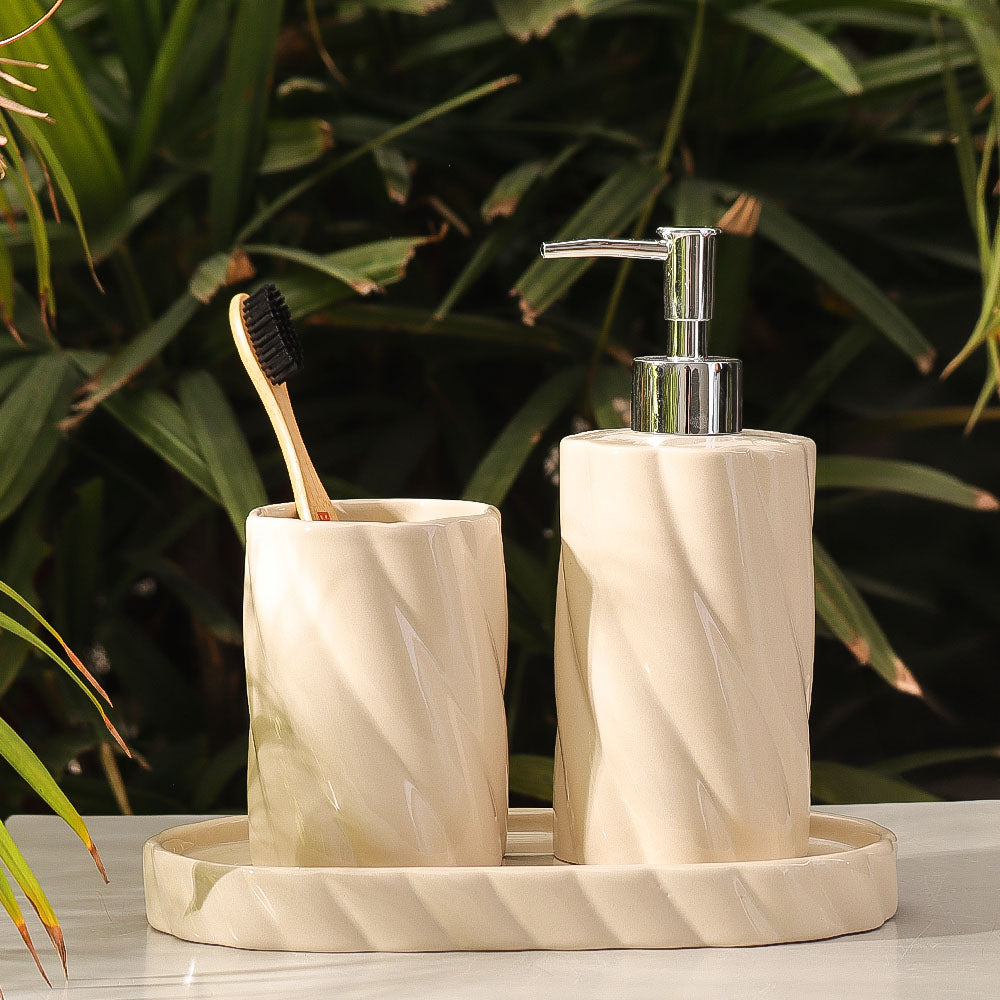 Swirl 3-piece Bathroom Set - Cream
