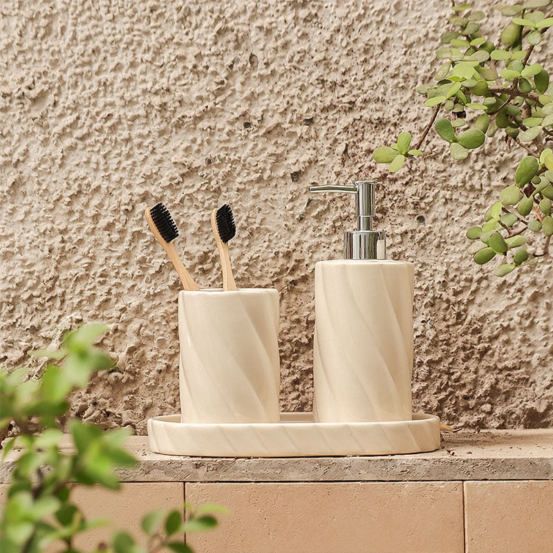 Swirl 3-piece Bathroom Set - Cream