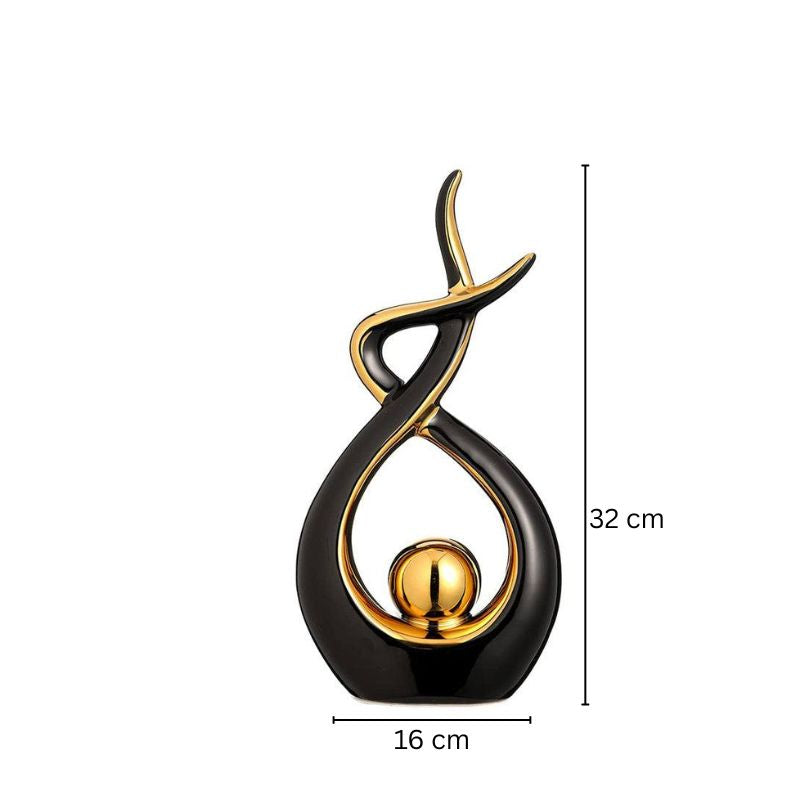 Swirl Ceramic Sculpture - Black Gold