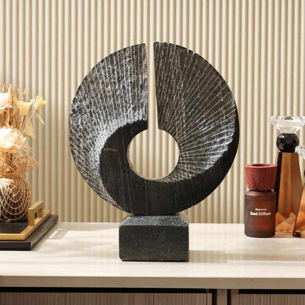 Swirl Marble Sculpture Large - Cloudy Black