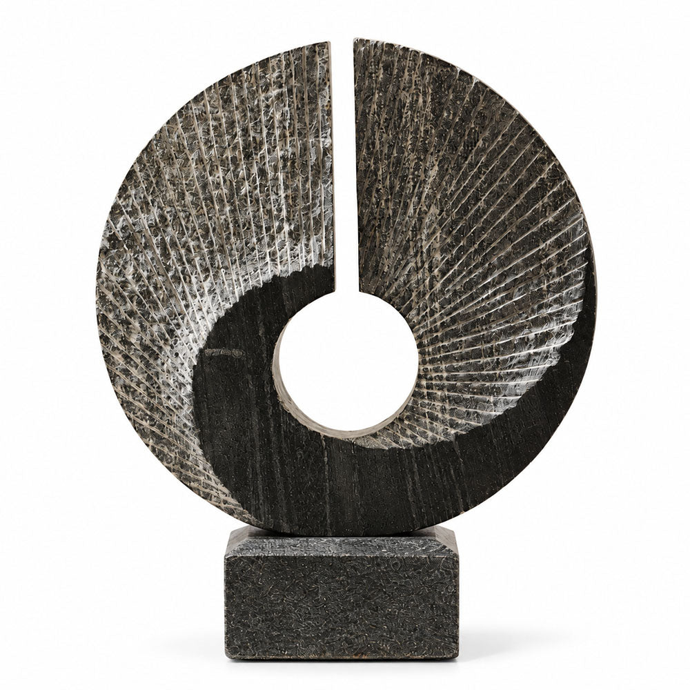 Swirl Marble Sculpture Large - Cloudy Black