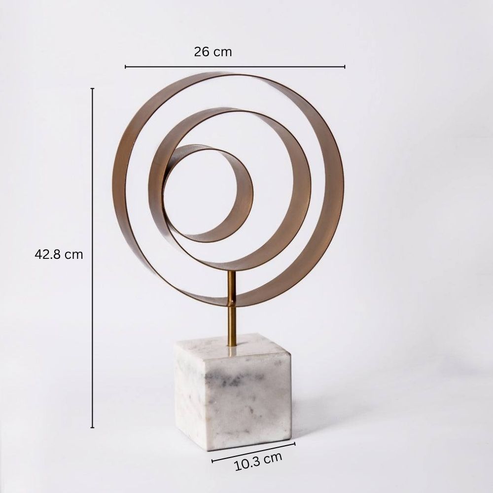 Swirl Metallic Sculpture with Marble Base - White Gold