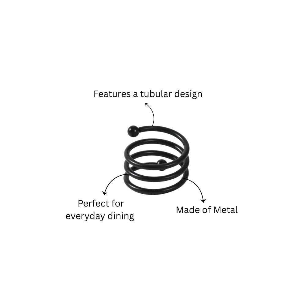 Swirl Metal Napkin Rings, Set of 6 - Black