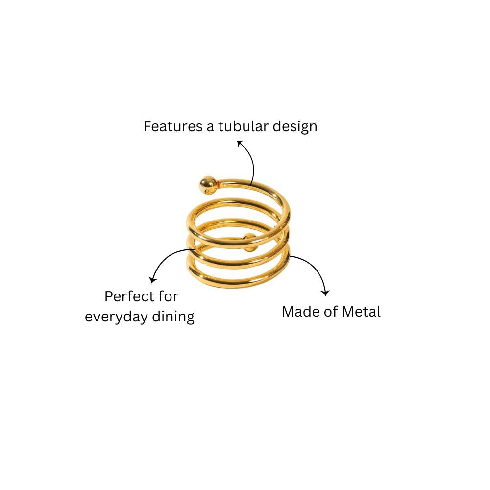 Swirl Metal Napkin Rings, Set of 6 - Gold