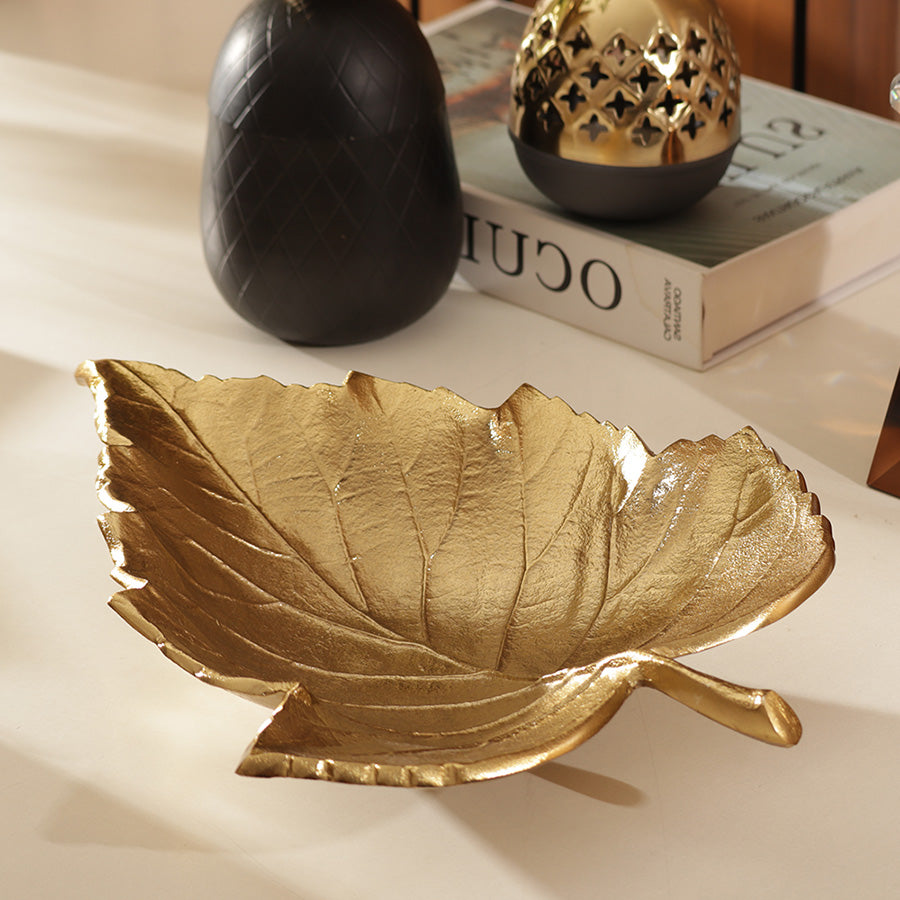 Sycamore Leaf Decorative Bowl Large - Gold