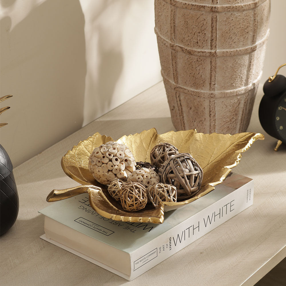 Sycamore Leaf Decorative Bowl Large - Gold