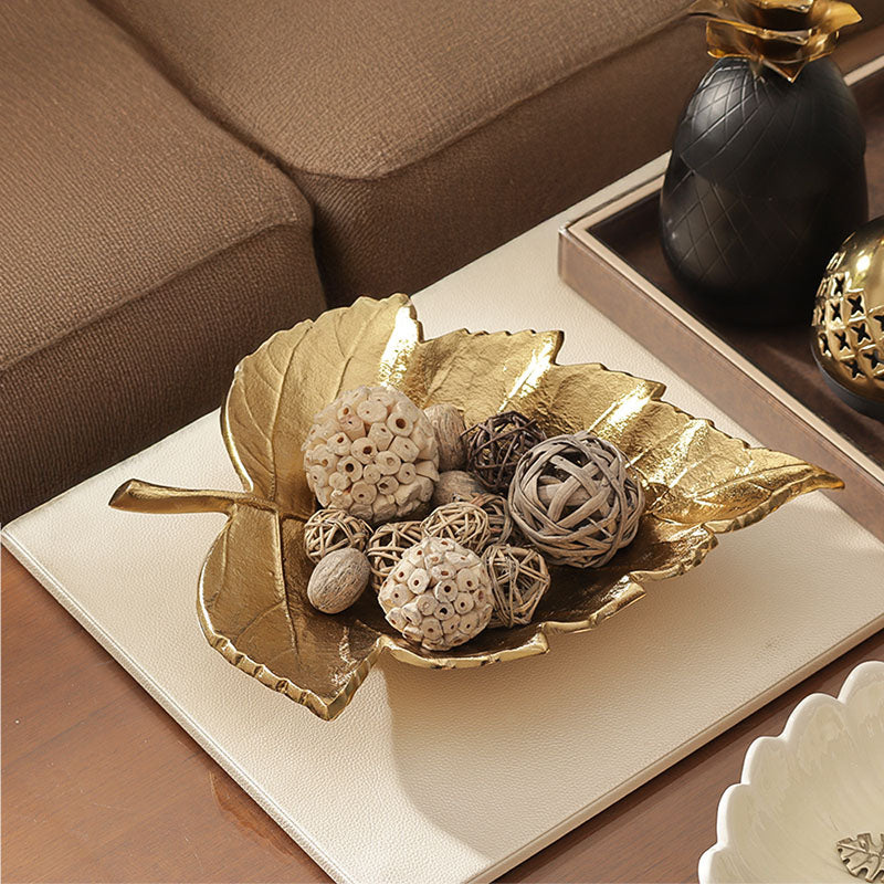 Sycamore Leaf Decorative Bowl Large - Gold