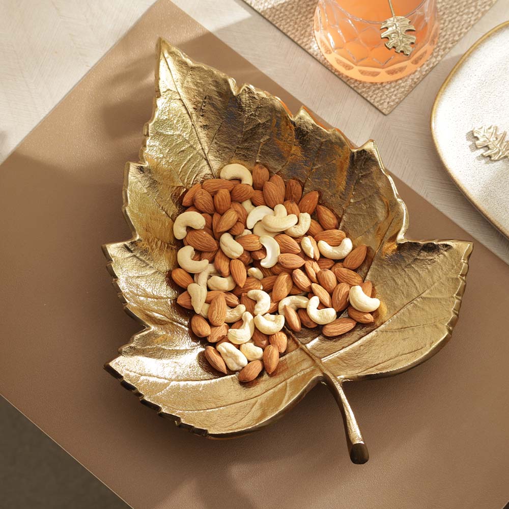 Sycamore Leaf Decorative Bowl Large - Gold
