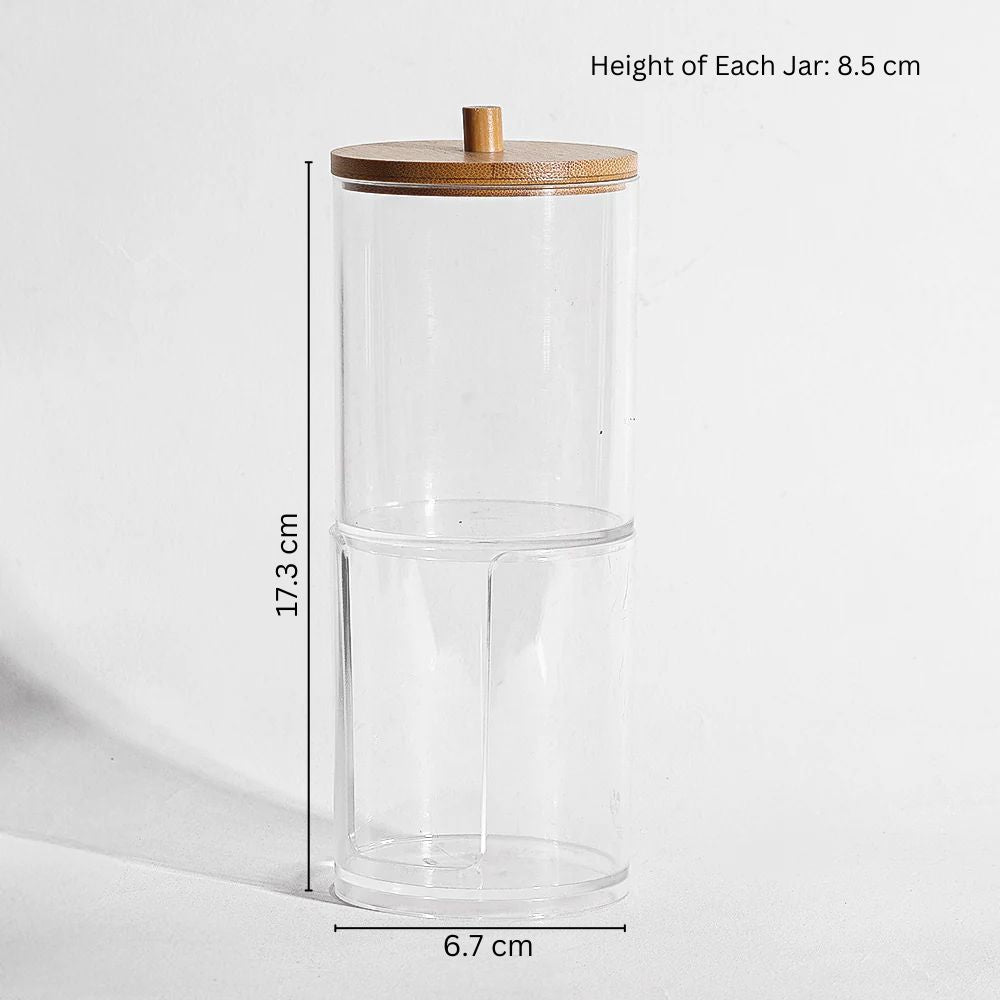 Tabz Duo Round Storage Jar with Bamboo Lid - Small
