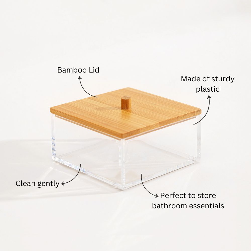 Tabz Square Storage Jar With Bamboo Lid - Short