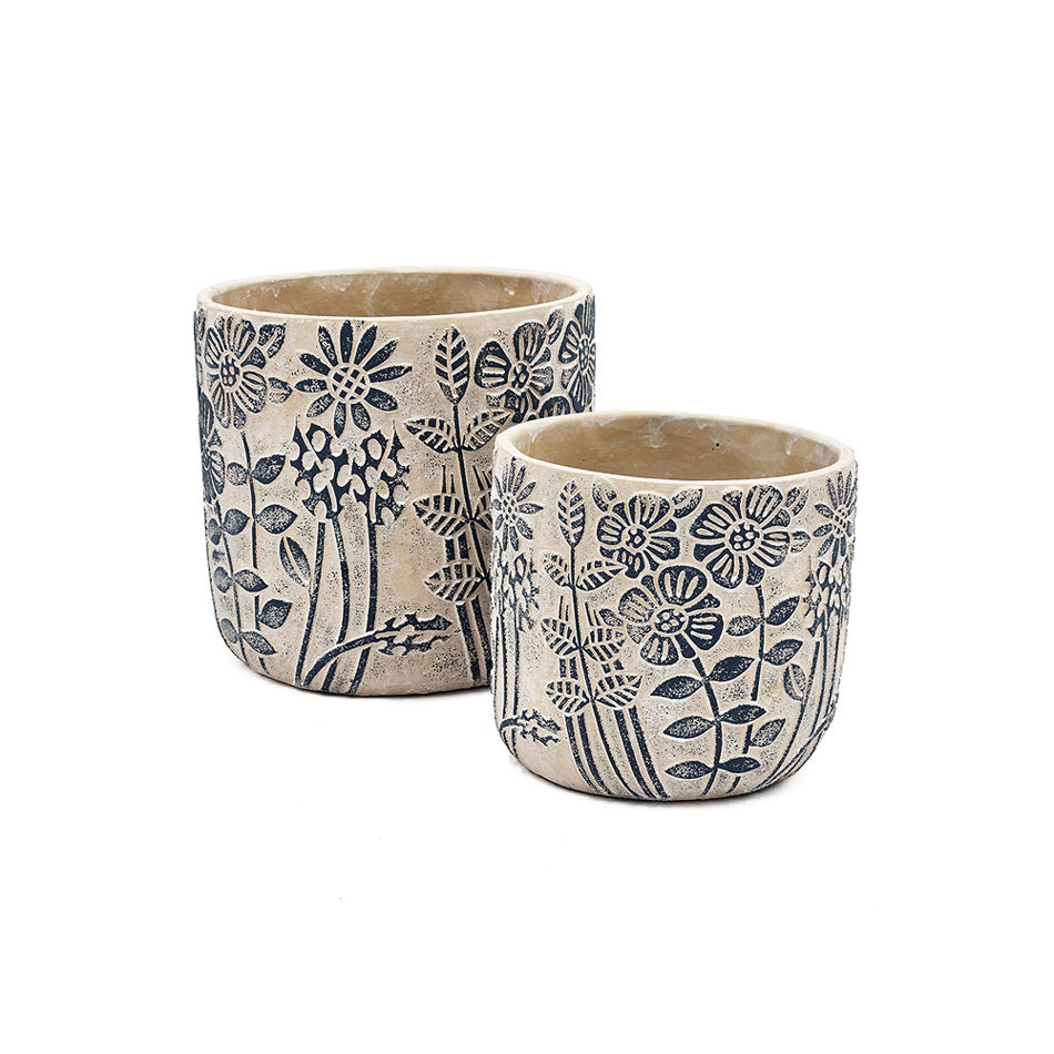 Tao Concrete Planters, Set of 2 - Blue Poppy