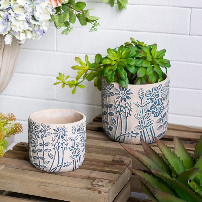 Tao Concrete Planters, Set of 2 - Blue Poppy