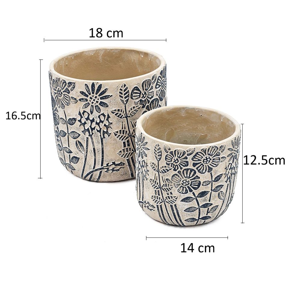Tao Concrete Planters, Set of 2 - Blue Poppy