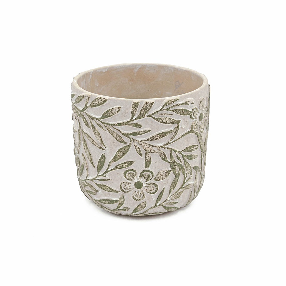 Tao Concrete Planters, Set of 2 - Green Pansy