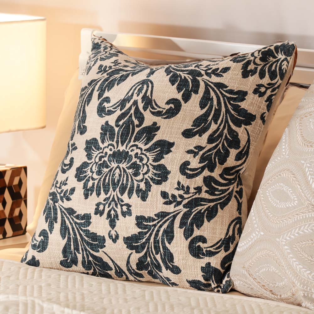 Tapestry Printed Cushion Cover 45x45cm - Blue White