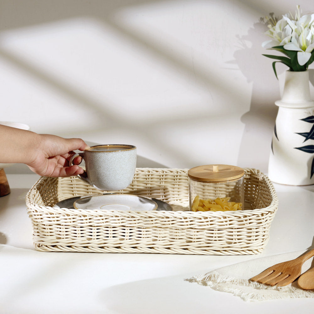 Tate Rectangular Basket Large - Ivory