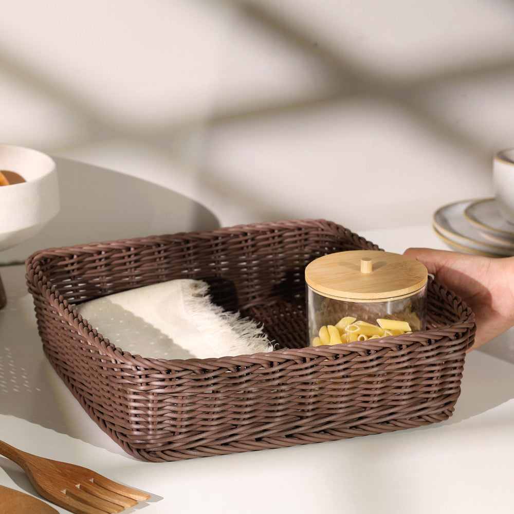 Tate Square Basket Medium - Dark Brown