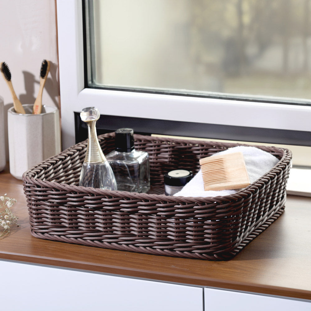 Tate Square Basket Medium - Dark Brown