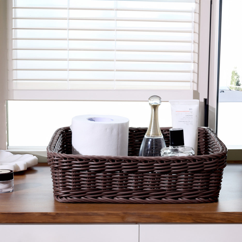 Tate Square Basket Medium - Dark Brown