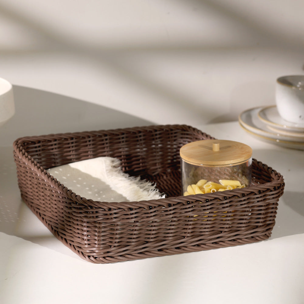 Tate Square Basket Medium - Dark Brown