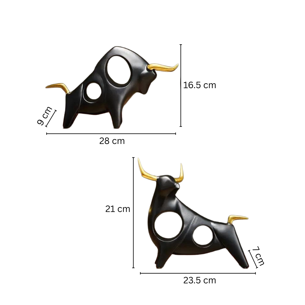 Taurus Decorative Sculptures, Set of 2 - Black