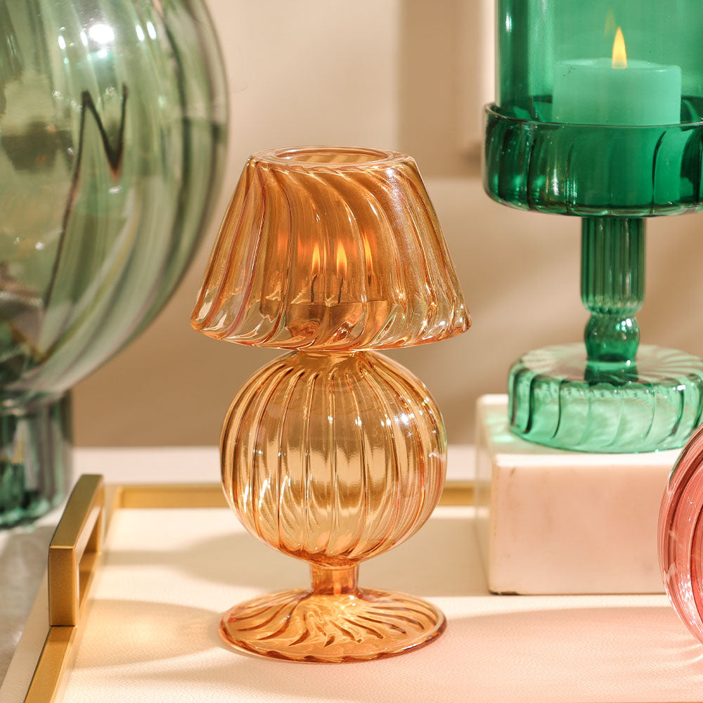 Tavira Glass Tealight Holder Lamp - Ginger