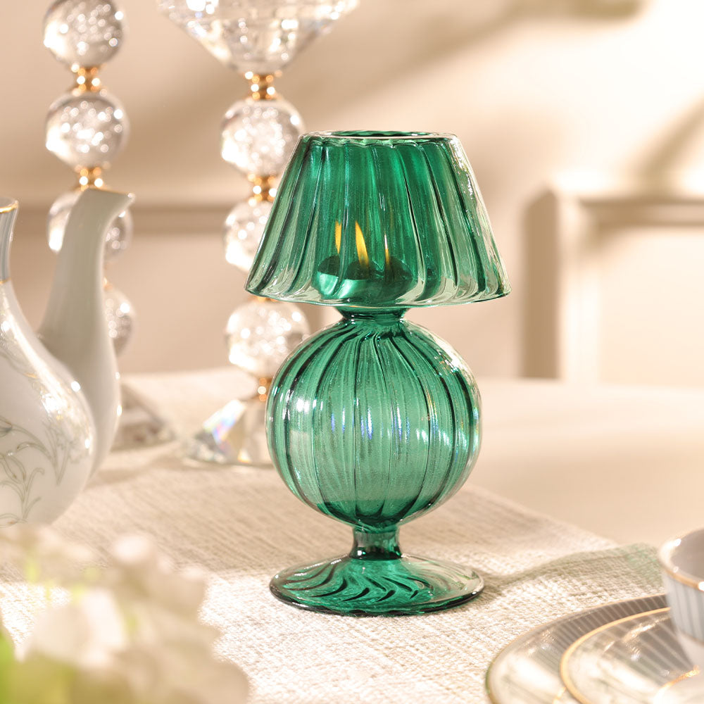 Tavira Glass Tealight Holder Lamp - Teal